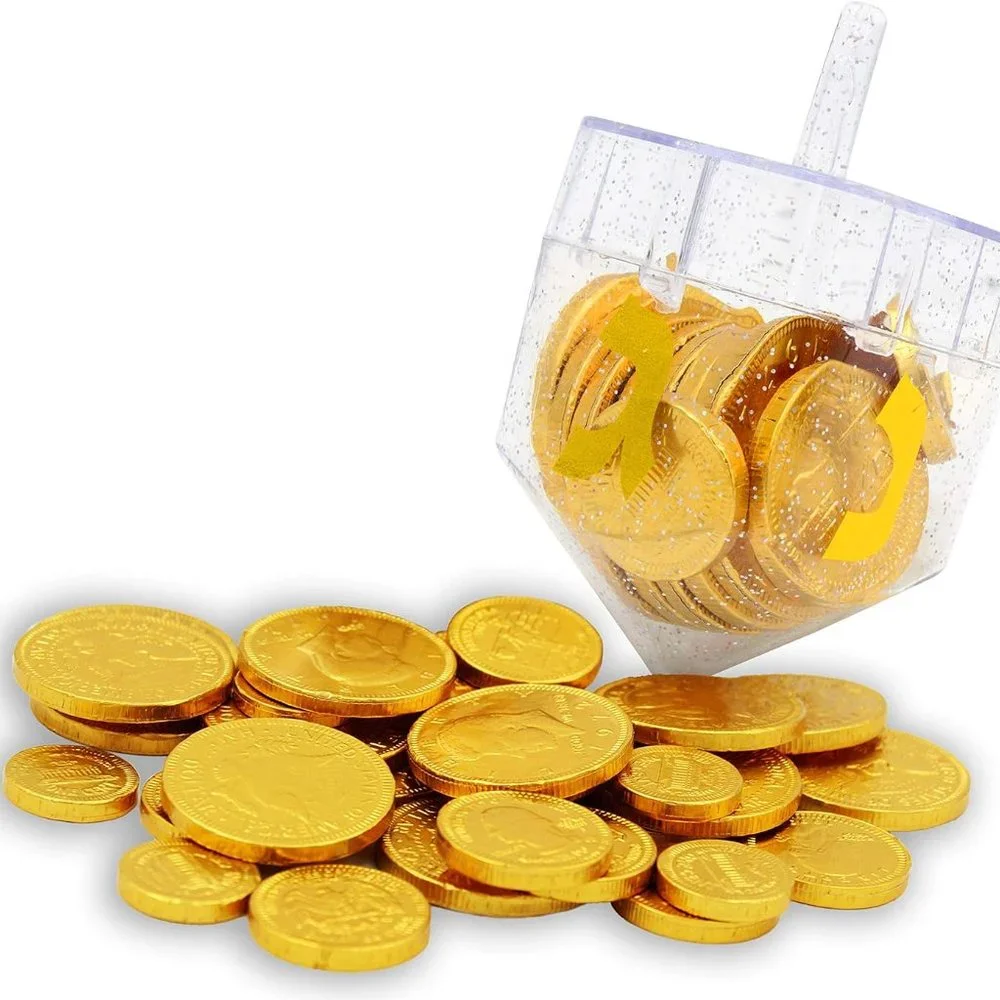 Filled with Hanukkah Chocolate Gelt Coins, 10 Belgian Chocolate Half Dollar Coin